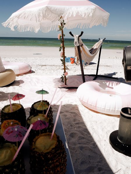 clearwater-beach-bachelorette-party-setup-nana-cabana-pineapples